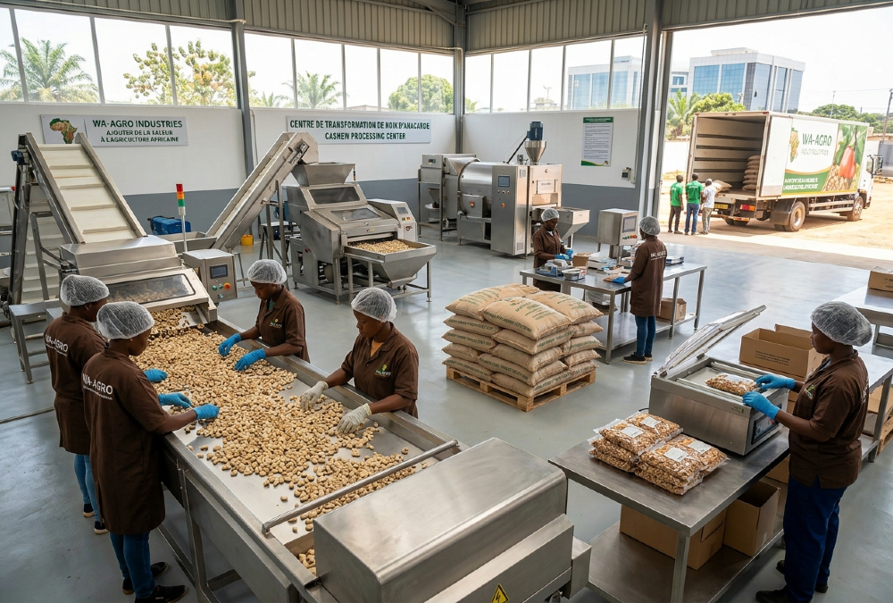 Modern agro-processing facility in West Africa capturing value in the African agribusiness value chain.