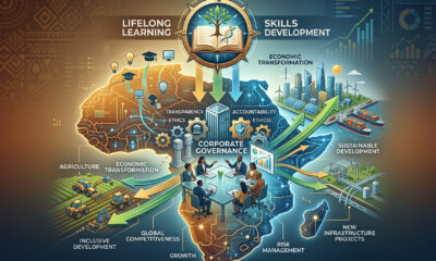 Conceptual graphic representing lifelong learning and the corporate governance required for African economic transformation.