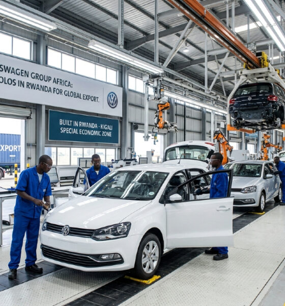 Volkswagen assembly plant in Rwanda producing Polo hatchbacks for global export under Volkswagen Group Africa's expansion strategy