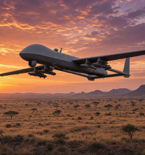 Military drone used in African conflicts, illustrating the rise of unmanned aerial warfare and FPV technology in Sudan and the Sahel.