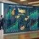 African map overlaid with financial growth charts, symbolizing the African credit rating agency AfCRA and Africa's capital markets
