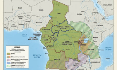 Map of Central Africa highlighting ECCAS member states and overlapping regional economic communities.