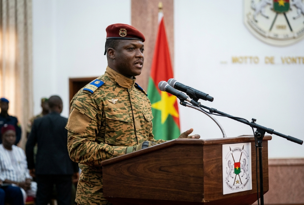 Captain Ibrahim Traoré addressing the nation on the fiscal policies and sovereign bonds shaping the Burkina Faso economic turnaround.