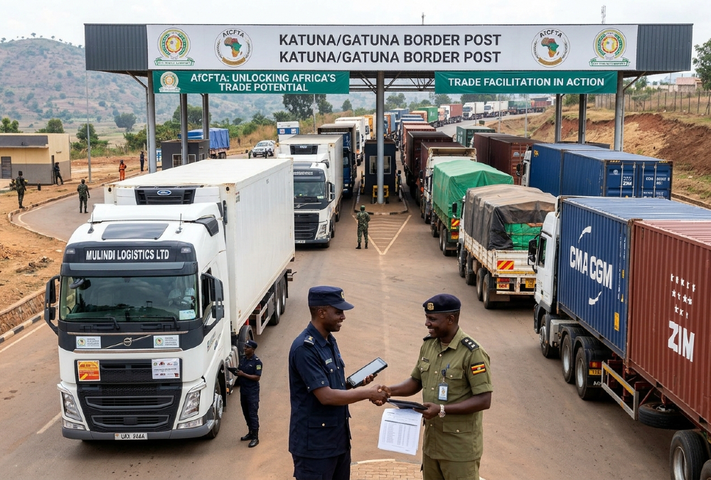 Cargo transport at an African border crossing, representing the practical results of AfCFTA trade facilitation.