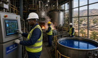 Copper and cobalt refining facility, highlighting Africa's push for local mineral processing and value addition.