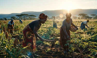 African women farmers working in a field, representing the backbone of the continent's food security and climate adaptation efforts.
