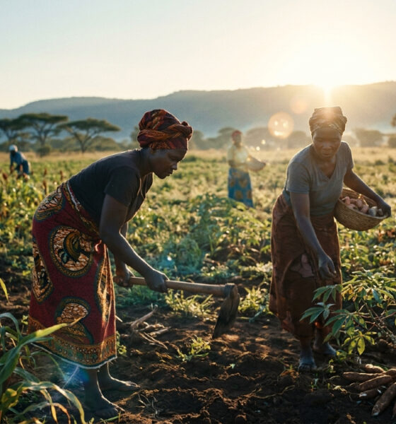 African women farmers working in a field, representing the backbone of the continent's food security and climate adaptation efforts.