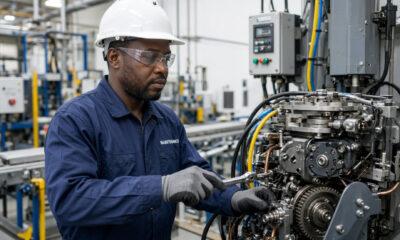 Industrial maintenance technician repairing machinery to protect manufacturing investments and prevent costly production downtime.