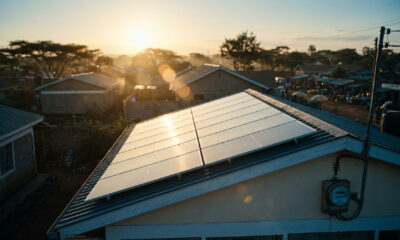 Rooftop solar panels on an African home, where the customer becomes a supplier by selling surplus power
