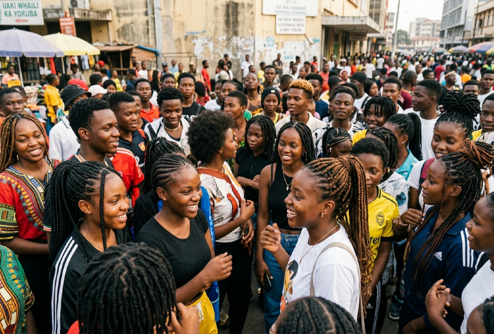 A crowd of African youth - representing the demographic growth on the continent