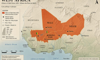 Map of the countries of the Alliance of Sahel States