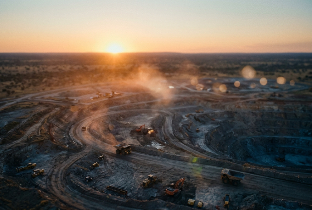 Diamond mining operations in Botswana, highlighting the country's economic dependence on resource extraction and recent GDP contraction.